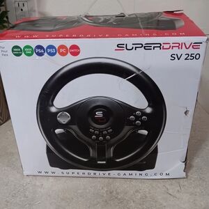 SUPERDRIVE [SV 250] - Wired USB Gaming Wheel & Pedals for (XB, PS, PC, N-SWITCH)
